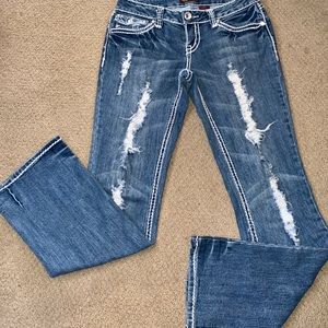 Zana Di ZD distressed boot cut jeans size 7 28